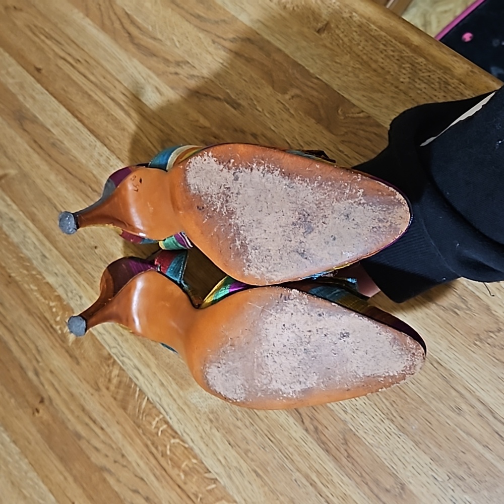 Deliso Vintage Colorful Material Heels 8.5B - Picture 12 of 16